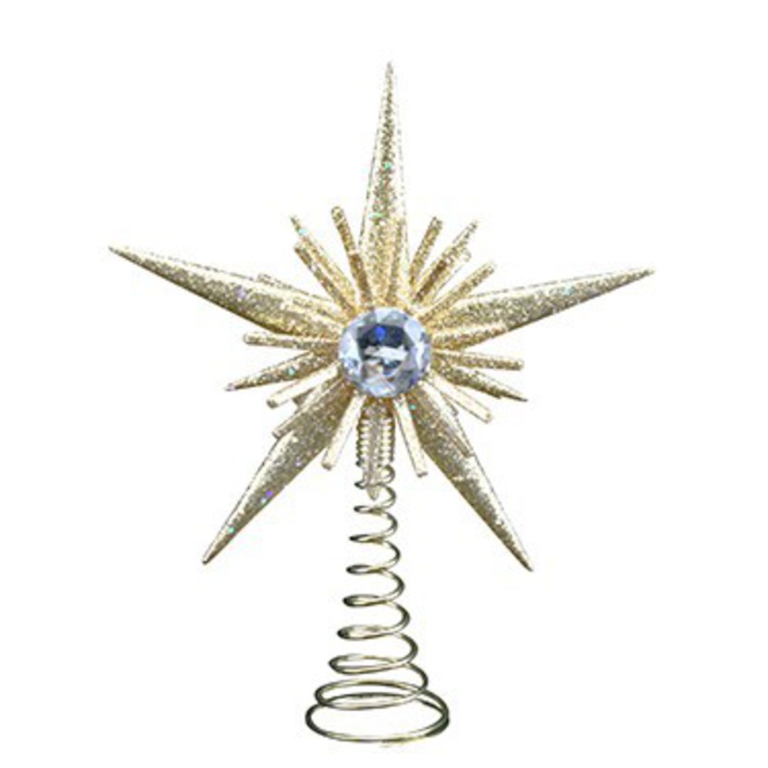 Gold Glitter Star with Gem Topper 15cm *ETA NOV image 0
